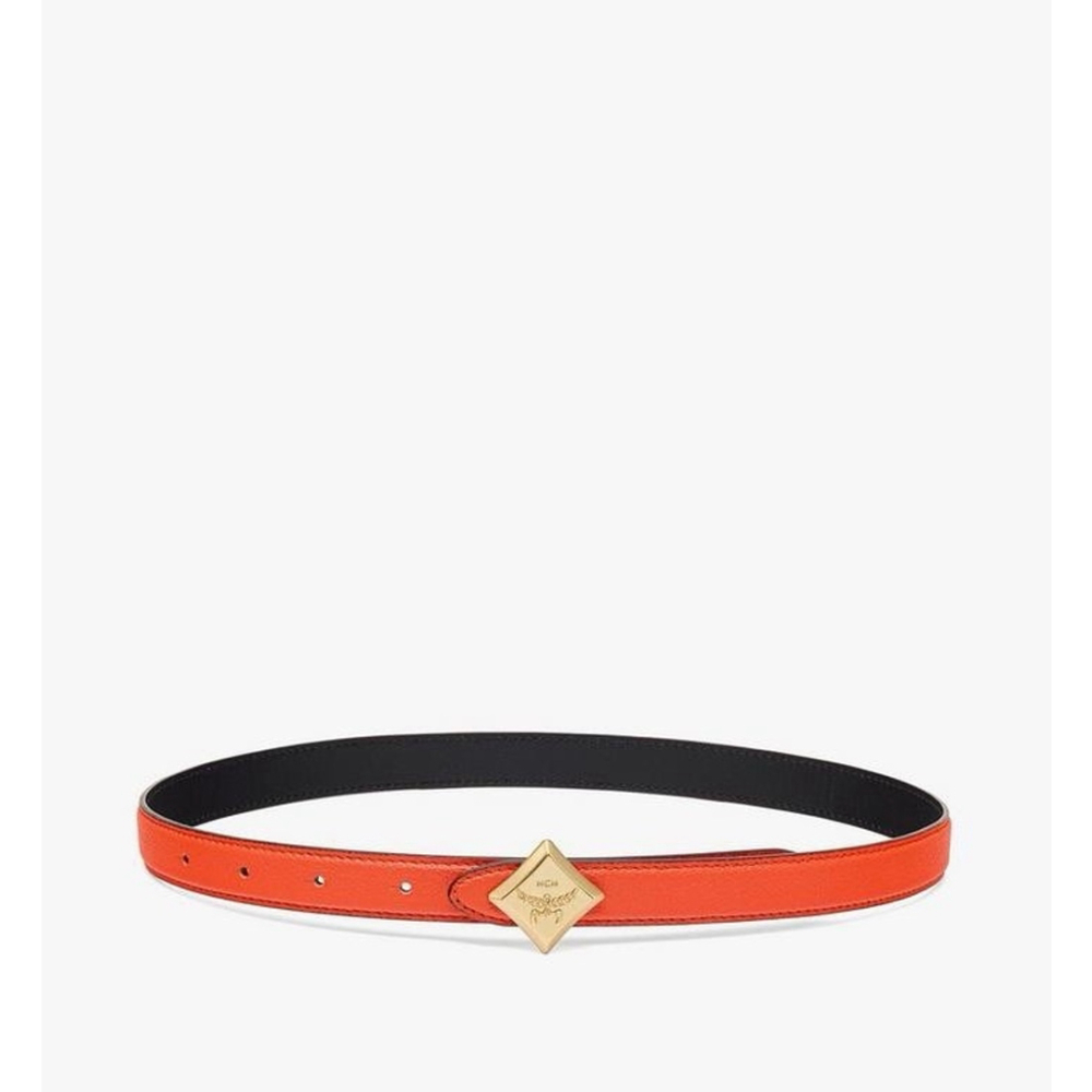 MCM Diamond Buckle Reversible Leather Belt Women's‎ 95cm Size 10 Orange/blck
